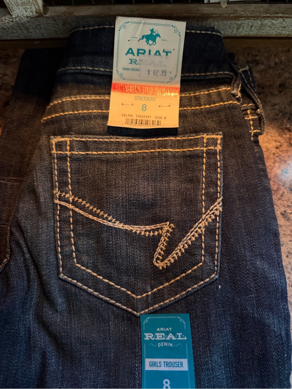Ariat Girls Dark Wash Denim Trouser - Blue
